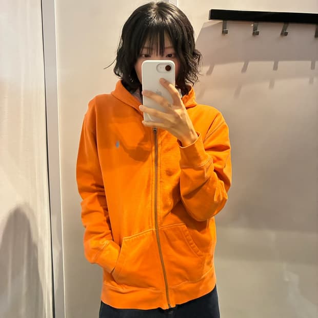 폴로 랄프 로렌 후드 집업 로고 자수 디테일 레귤러핏 오렌지