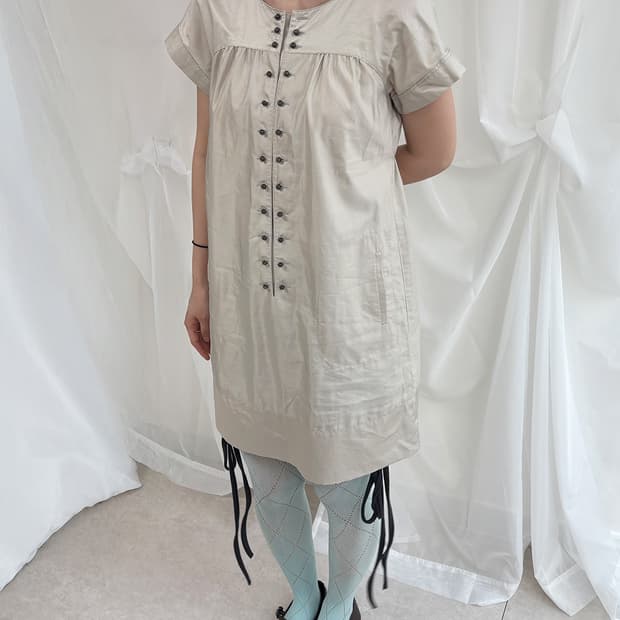 greece side button-up tunic dress