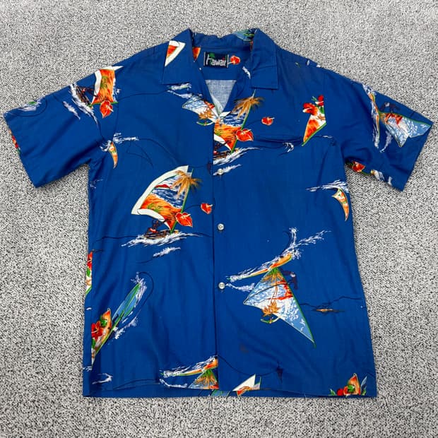 90s USA 서핑 프린팅 하와이안셔츠