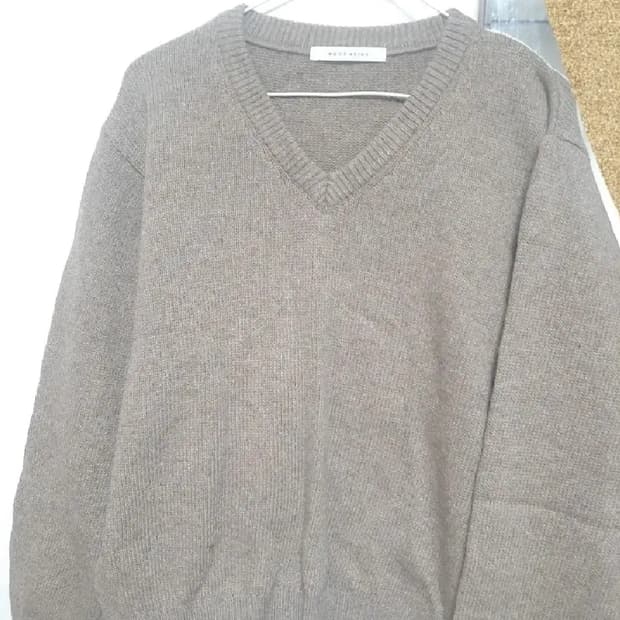 오트밀 베이지 브이넥 도톰 니트 F 44 55 66