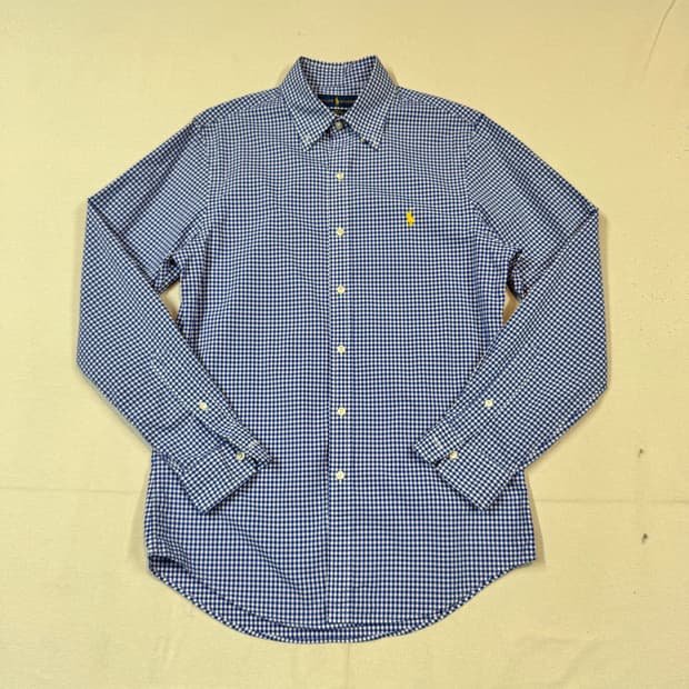 M) 폴로 랄프로렌 클래식 블루 체크 포플린 셔츠