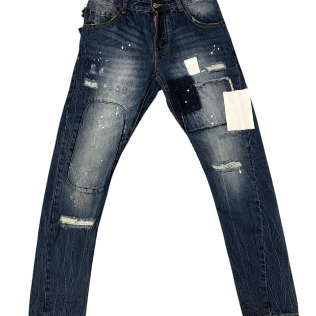 Patchwork Paint-Splatter Jeans