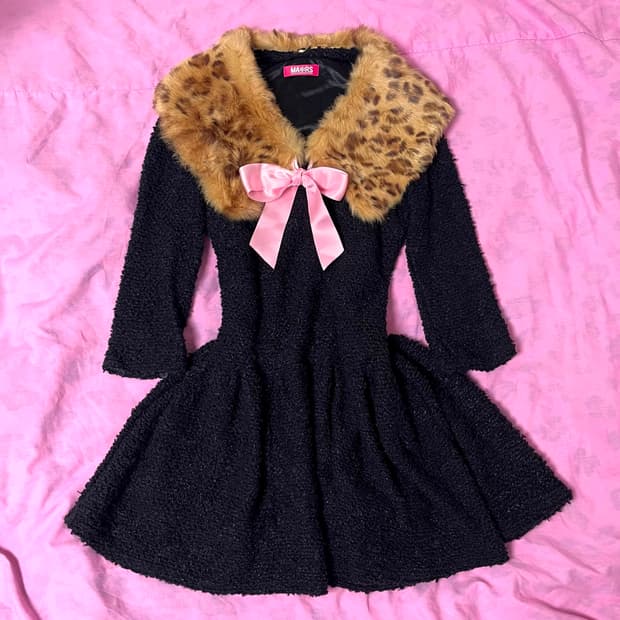 마즈 MA*RS 갸루 대장 레오파드 호피 퍼 리본 원피스 mars