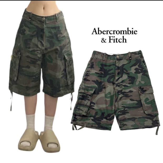 아베크롬비 y2k 카모 버뮤다 팬츠