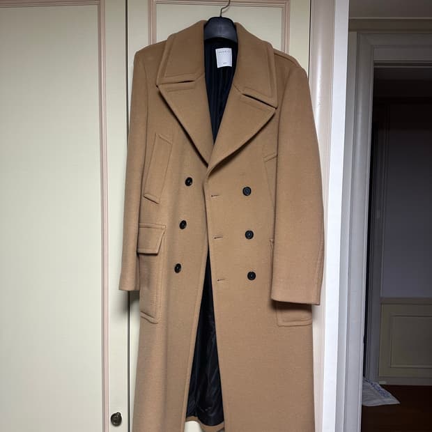 산드로옴므 카멜베이지 더블코트 105