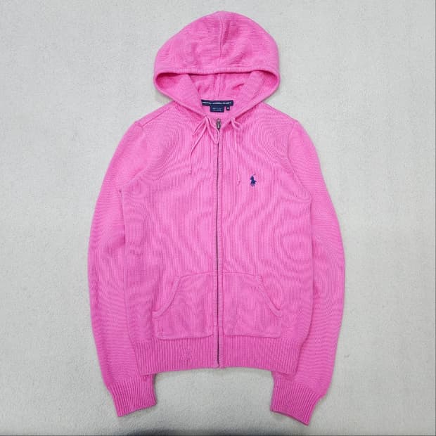 폴로 랄프 로렌 니트 후드 집업 M 핑크