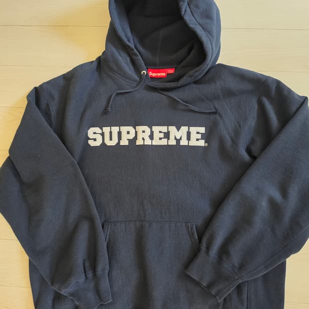슈프림 컬리지에이트 후드 스웨트셔츠 네이비 - 
