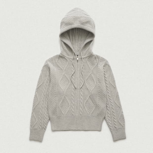 더바넷 Boen Cable Knit Zip-Up Hoodie