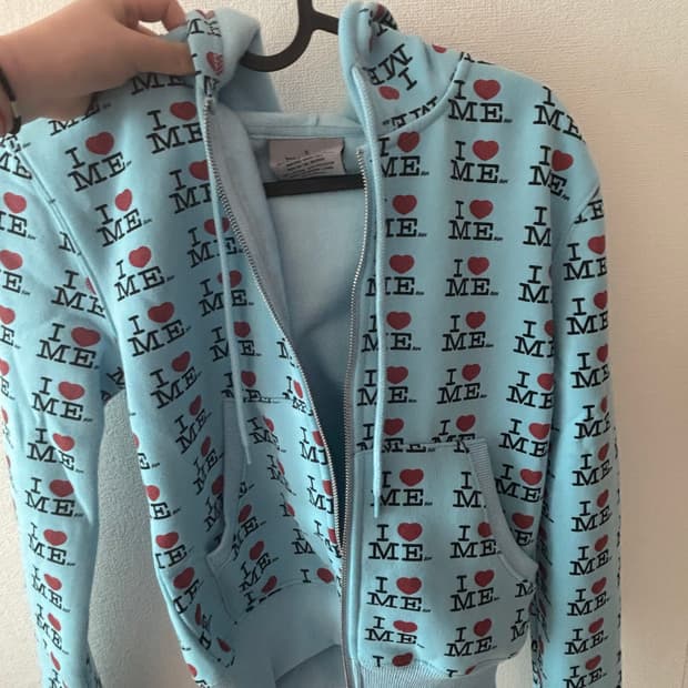 급처) 애슐리 윌리엄스 아이러브미 크롭 후드집업 S