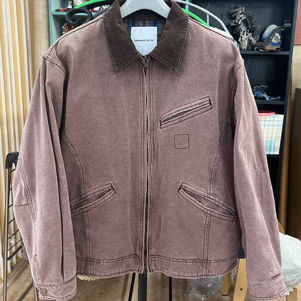 새상품급 L) 에스피오나지 캔버스 블루종 워크자켓 버건디 