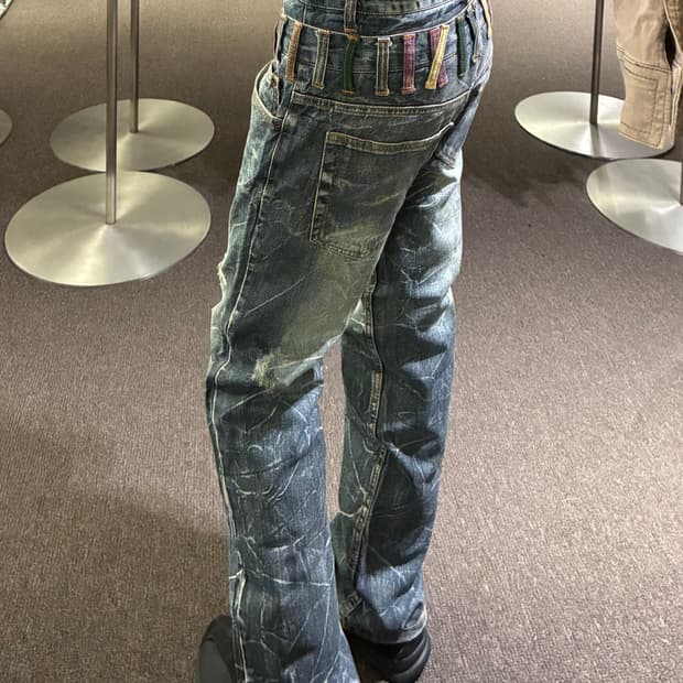 76)NYLAUS clothing 빈티지 레이어드 워싱 데님팬츠