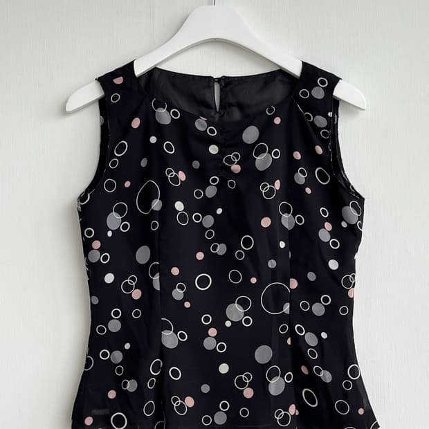 Vintage Dot Print Sleeveless Top