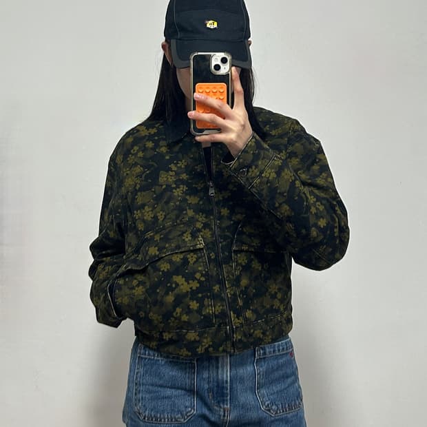 팀버랜드 코듀로이 카라 플로랄 패턴 캔버스 워크자켓