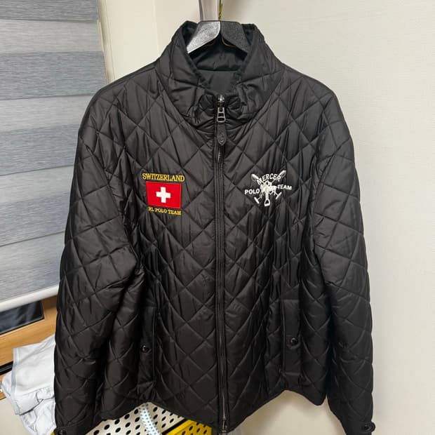 폴로 스위스 패치워크 투웨이 리버시블 폴리쉘 퀼팅 자켓