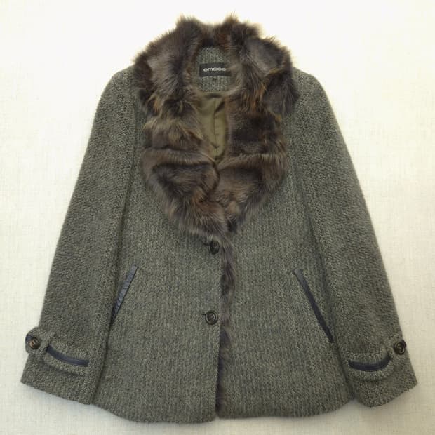 emcee 폭스 트리밍 모직 자켓