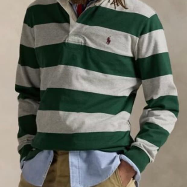 폴로 스트라이프 럭비 티셔츠 L
