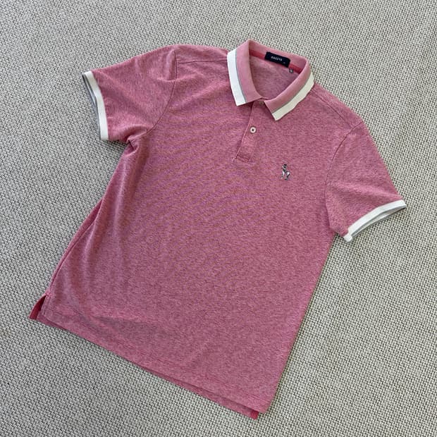 95 헤지스 핑크 카라 반팔티 0409D