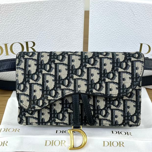 디올 오블리크 새들 벨트백 