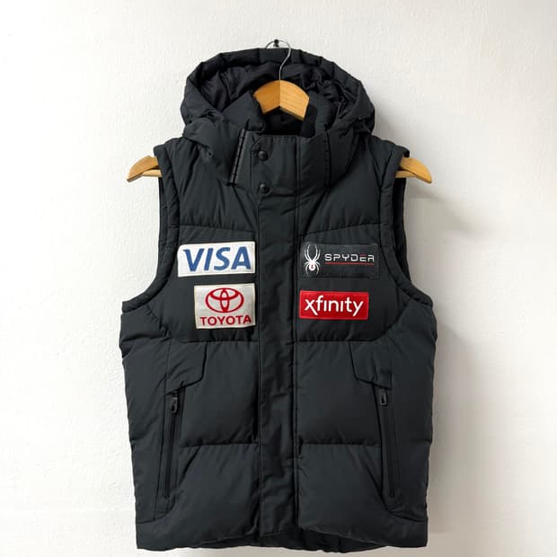 90 S사이즈 스파이더 스키팀 블랙 패딩조끼