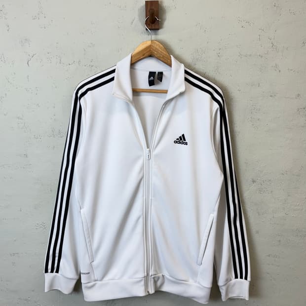 아디다스 화이트 삼선 트랙탑 져지
