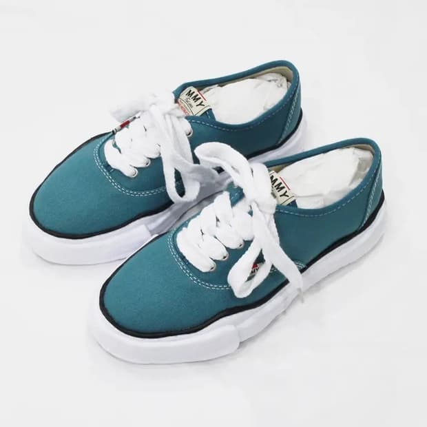 메종 미하라 야스히로 베이커 OG 솔 캔버스 로우 컷 스니커즈 블루 41