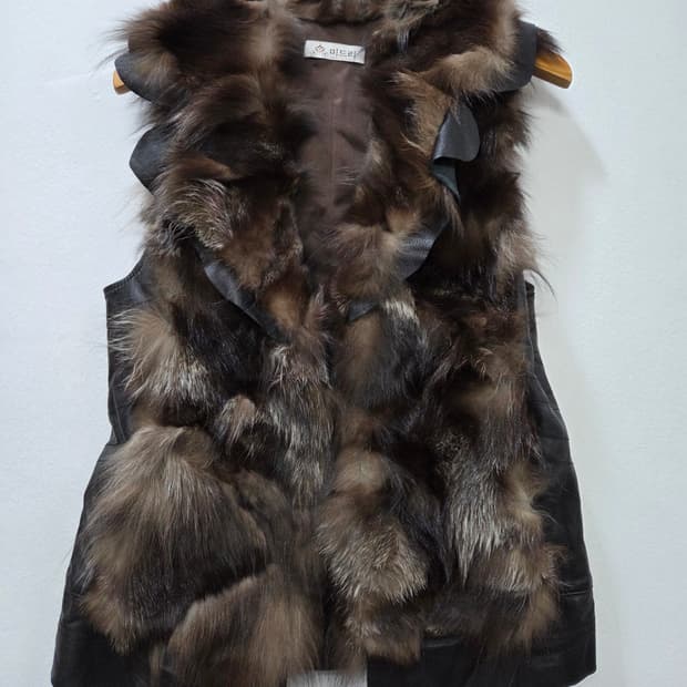 양가죽 리얼 폭스 퍼 베스트 조끼 Y2K 펑크룩