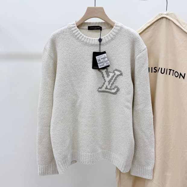 [미사용/3XL] 25FW 루이비통 LV 인타르시아 크루넥 니트 아이보리