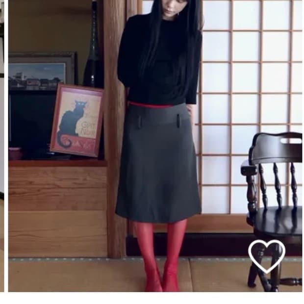 베이비랩 미디스커트 차콜
