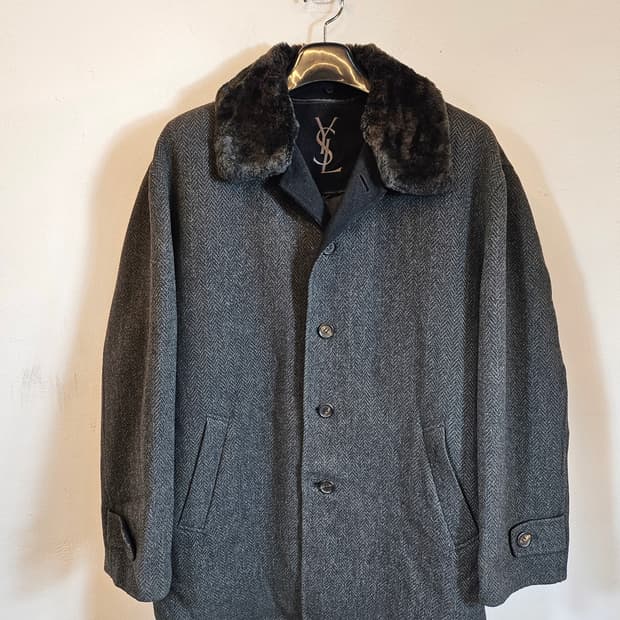 YSL 입생로랑 헤링본 모직코트 105 XL 새제품급