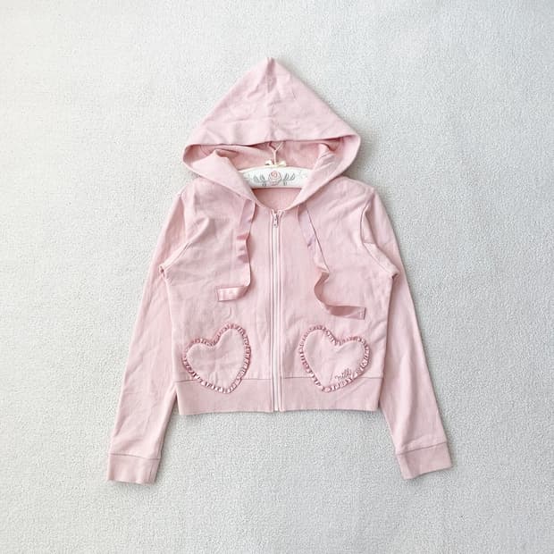 Milk 베이비핑크 하트포켓 후드집업