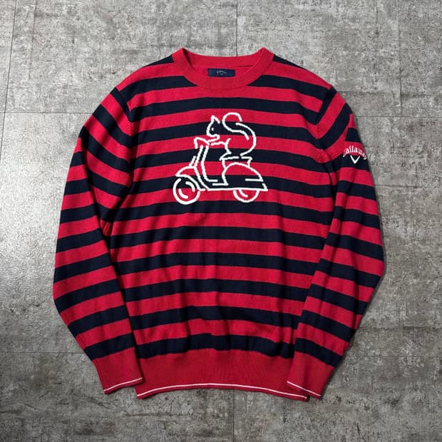 캘러웨이 다람쥐 스트라이프 패턴 울 블렌디드 니트