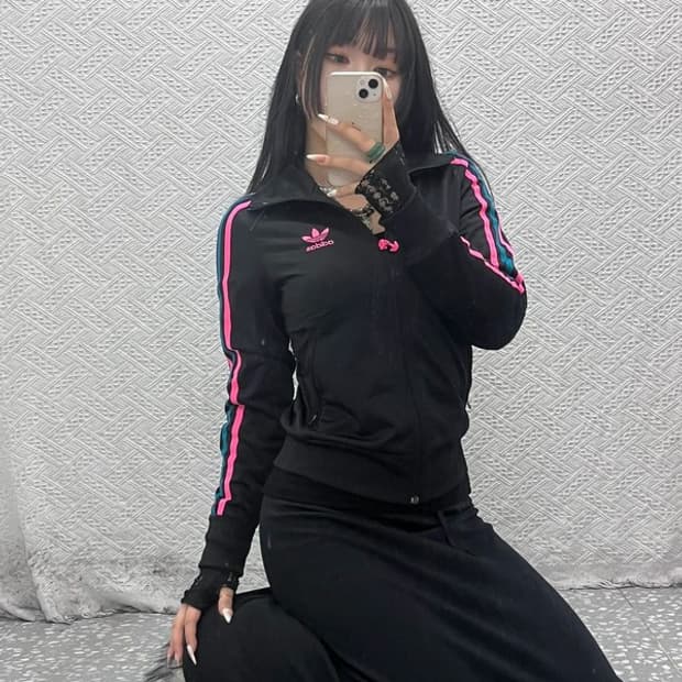 아디다스 Y2K 대장급 키치 멀티컬러 져지 집업 85 C09369