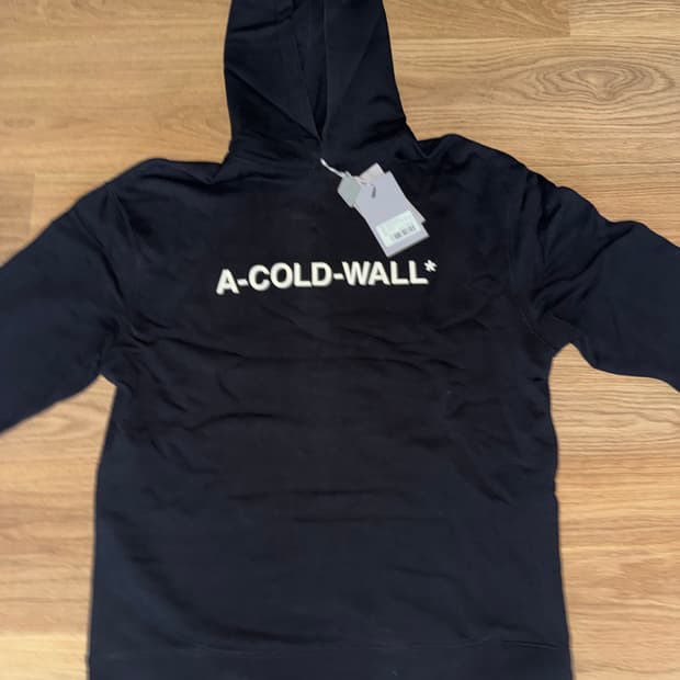 새상품 어콜드월 에센셜 로고 후디 블랙 라지