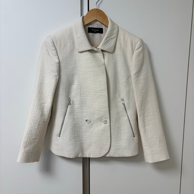 폴스미스 블랙라벨 여성 riri지퍼 더블패턴 자켓38/55/아이보리상아색