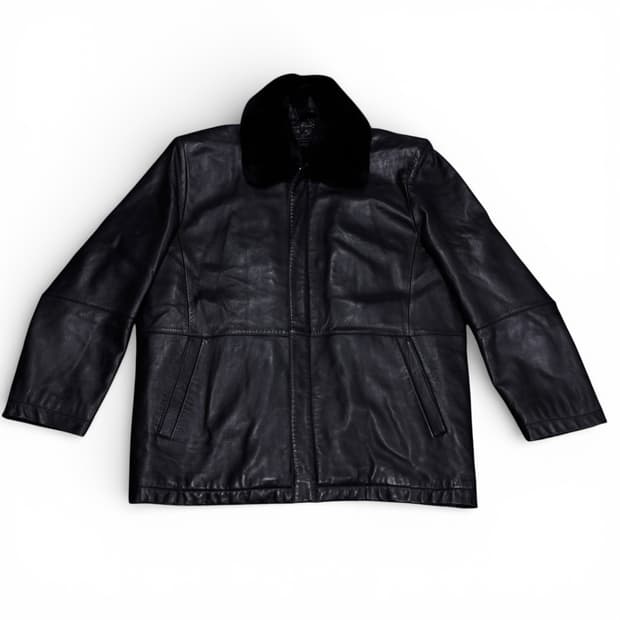 95-100 런던포그 블랙 양가죽 천연모피 무스탕 레더자켓