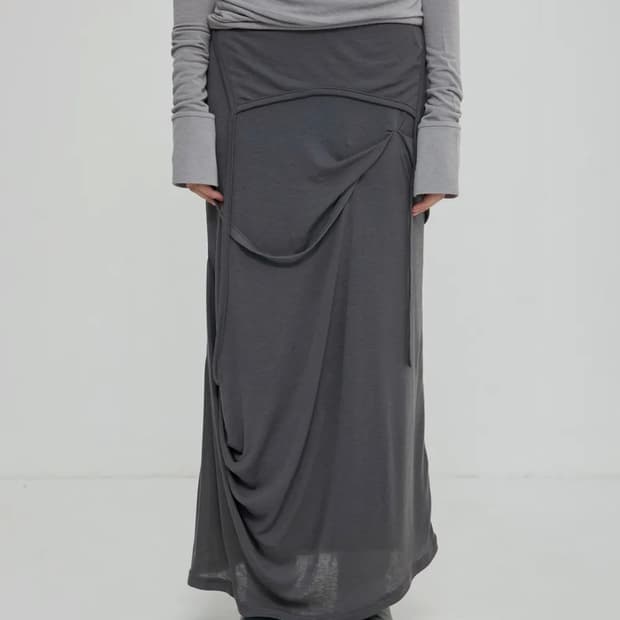 Asymmetrical Draped Long Skirt