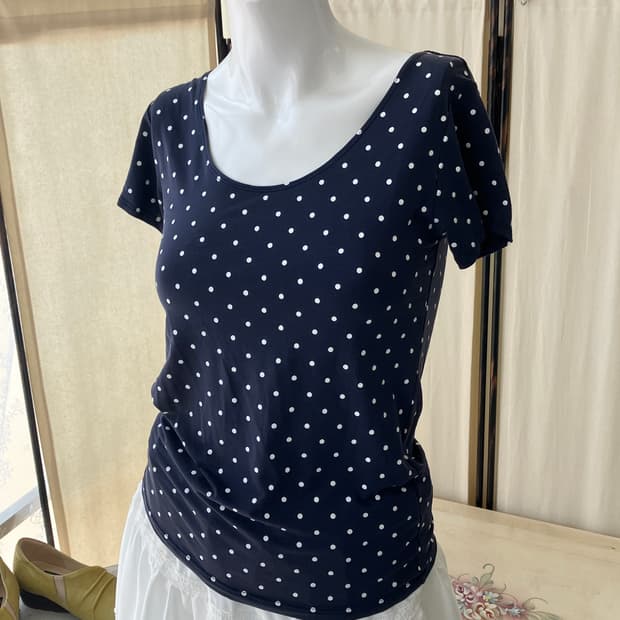  navy dot mori half t-shirt