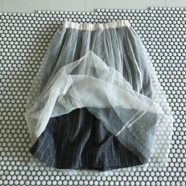 tulle layered check skirt