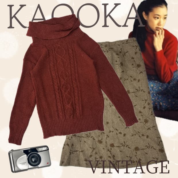 🧶그런지 하프넥 니트 스커트 코디세트 🧶 히피 겨울 롱스커트 꽈베기