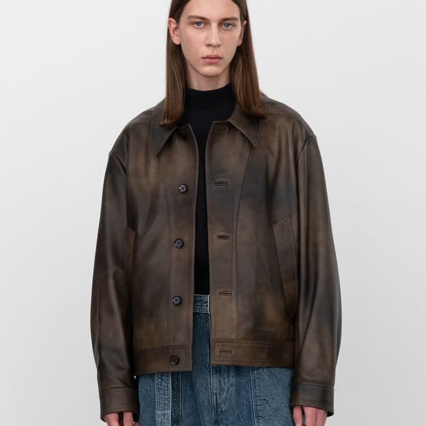 인사일런스 투톤레더자켓 BROWN