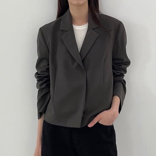 블루브릭 지퍼 숏 자켓(카키)