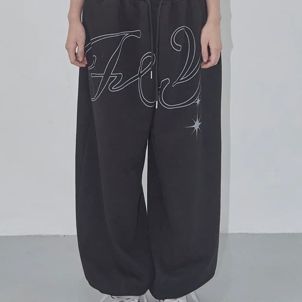 팬시클럽 엔젤 빈티지 스웻 팬츠 블랙