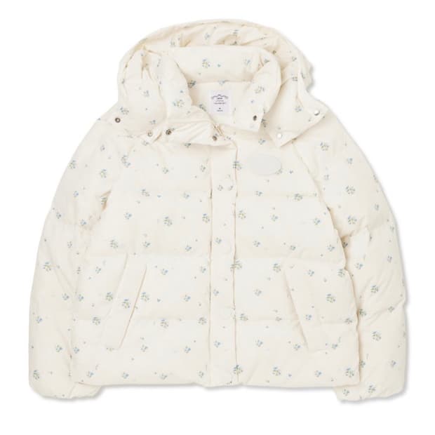 라츠유 플러피 플로럴 푸퍼 자켓 아이보리 새상품 택 있음