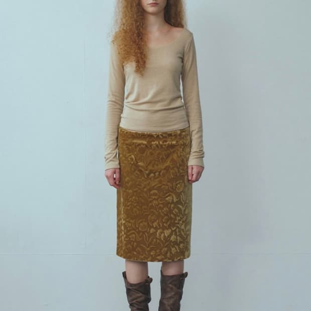 리포스 자카드 벨벳 스커트