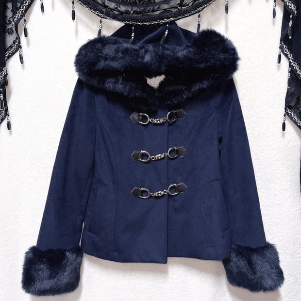 세실맥비 퍼후드 떡볶이코트 큐빅 로맨틱갸루 로걀 오네 핀터 자켓 금장