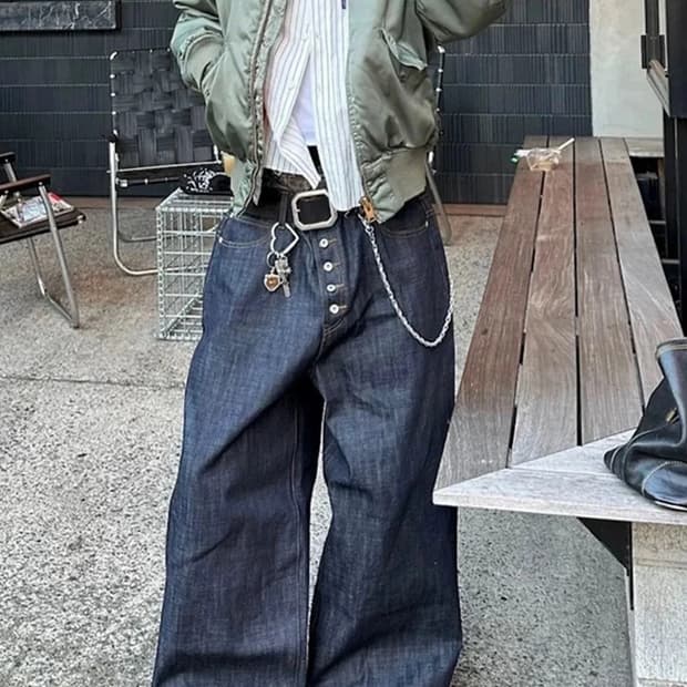 버튼플라이 흑청 데님