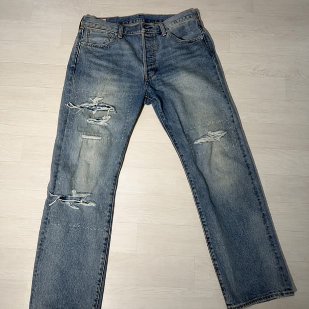 리바이스 501 데미지 워싱 청바지 W34 L30