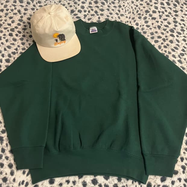 빈티지 USA 90s BVD 50/50 스웻셔츠 M 정글스 캡 모자 프리