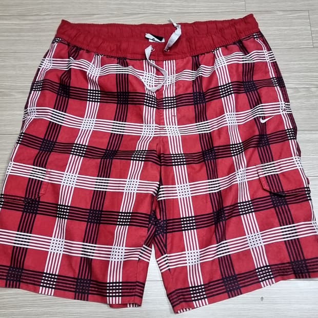 나이키 레드 체크 반바지 비치웨어(실측)
