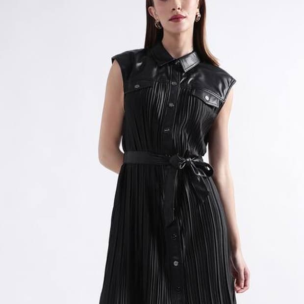 한섬 DKNY 레더포인트 플리츠 원피스 4